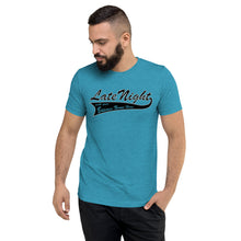 Load image into Gallery viewer, Late Night Top 10 Myths About Getting Healthy Cool Dry Tri Blend Short sleeve t-shirt *** WHEN ORDERING THIS PRODUCT YOU MUST INCLUDE YOUR EMAIL ADDRESS. ***