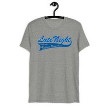 Load image into Gallery viewer, Late Night Top 10 Myths About Getting Healthy Cool Dry Tri Blend Short sleeve t-shirt *** WHEN ORDERING THIS PRODUCT YOU MUST INCLUDE YOUR EMAIL ADDRESS. ***