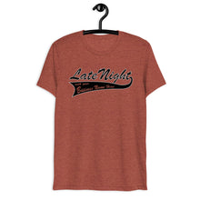 Load image into Gallery viewer, Late Night Top 10 Myths About Getting Healthy Cool Dry Tri Blend Short sleeve t-shirt *** WHEN ORDERING THIS PRODUCT YOU MUST INCLUDE YOUR EMAIL ADDRESS. ***