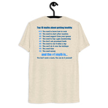 Load image into Gallery viewer, Late Night Top 10 Myths About Getting Healthy Cool Dry Tri Blend Short sleeve t-shirt *** WHEN ORDERING THIS PRODUCT YOU MUST INCLUDE YOUR EMAIL ADDRESS. ***