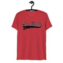 Load image into Gallery viewer, Late Night Top 10 Myths About Getting Healthy Cool Dry Tri Blend Short sleeve t-shirt *** WHEN ORDERING THIS PRODUCT YOU MUST INCLUDE YOUR EMAIL ADDRESS. ***