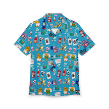 Load image into Gallery viewer, What’s Wild Blue Fun Tropical Print Unisex Hawaiian Button-Down Shirt for Summer Vibes
