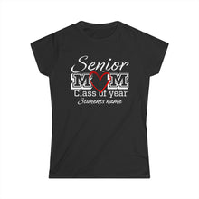 Load image into Gallery viewer, Senior Mom Class of Year and Students Name Customizable Women&#39;s Softstyle Tee
