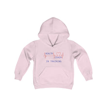 Load image into Gallery viewer, Health Coach In Training Heartbeat Youth Heavy Blend Hooded Sweatshirt
