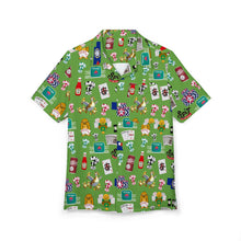 Load image into Gallery viewer, What’s Wild Green Fun Tropical Print Unisex Hawaiian Button-Down Shirt for Summer Vibes
