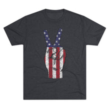 Load image into Gallery viewer, Independence Day USA Peace Fingers Unisex Tri-Blend Crew Tee
