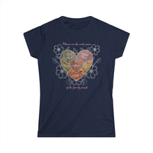 Load image into Gallery viewer, Moms are the Center of the Family Puzzle Customizable Women&#39;s Softstyle Tee
