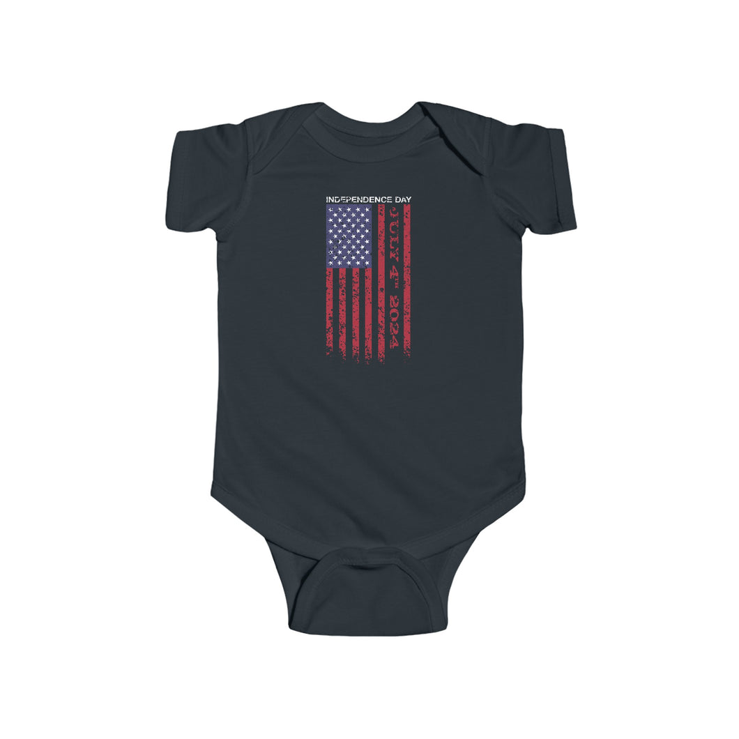 Independence Day July 4 2024 USA Flag Infant Fine Jersey Bodysuit