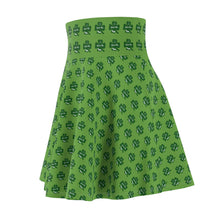 Load image into Gallery viewer, Kiss Me Im Irish St Pattys Women&#39;s Green Skater Skirt (AOP)
