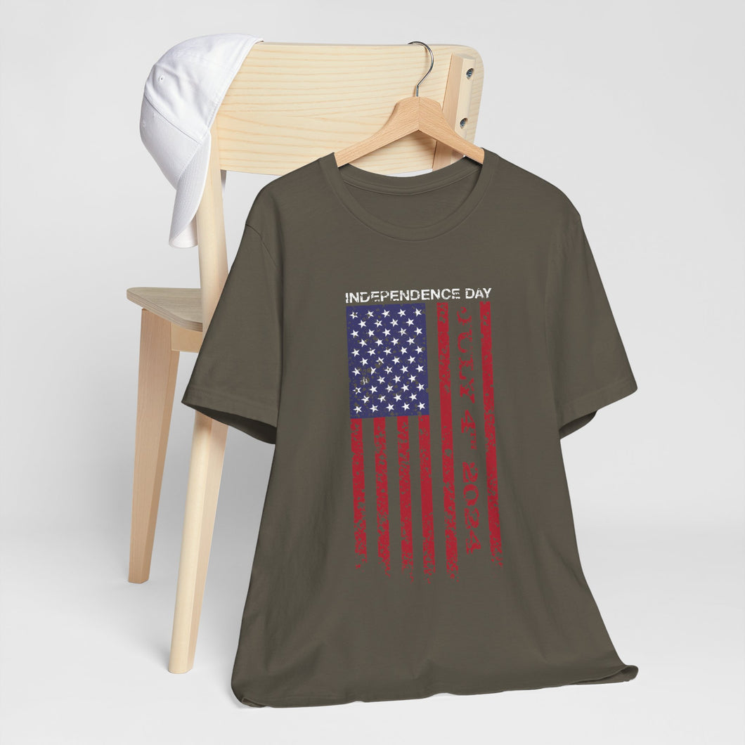 Independence Day July 4th 2024 USA Flag Unisex Jersey Short Sleeve Tee