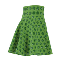 Load image into Gallery viewer, Kiss Me Im Irish St Pattys Women&#39;s Green Skater Skirt (AOP)
