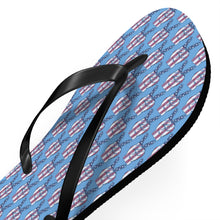 Load image into Gallery viewer, Independence Day Peace Fingers USA Flag Flip Flops
