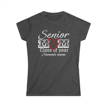 Load image into Gallery viewer, Senior Mom Class of Year and Students Name Customizable Women&#39;s Softstyle Tee
