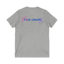 Load image into Gallery viewer, Kick Ass Mode Activated F Cancer Unisex Jersey Short Sleeve V-Neck Tee
