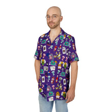 Load image into Gallery viewer, What’s Wild Purple Fun Tropical Print Unisex Hawaiian Button-Down Shirt for Summer Vibes
