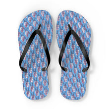 Load image into Gallery viewer, Independence Day Peace Fingers USA Flag Flip Flops
