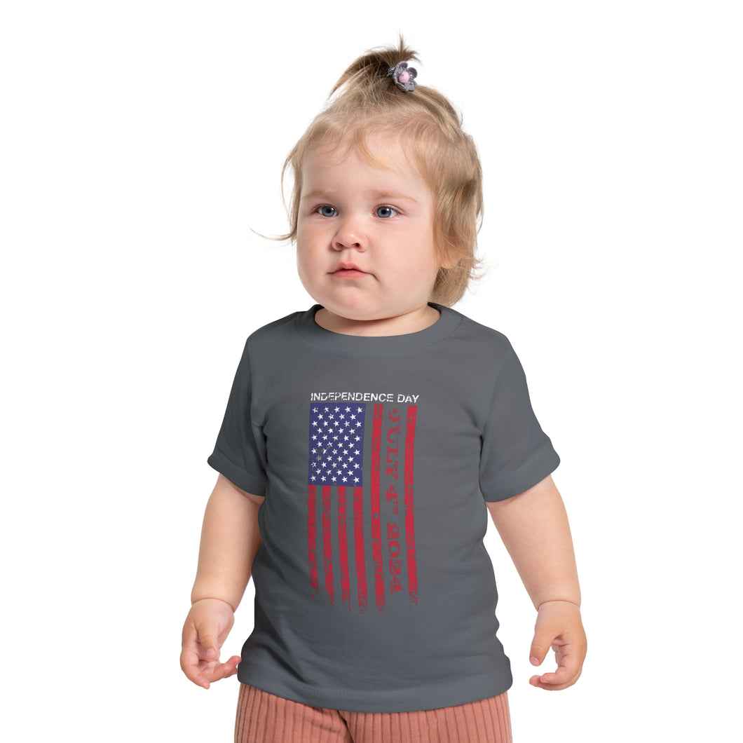 Independence Day July 4 2024 USA Flag Baby Short Sleeve T-Shirt