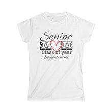 Load image into Gallery viewer, Senior Mom Class of Year and Students Name Customizable Women&#39;s Softstyle Tee
