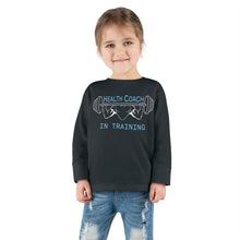 Load image into Gallery viewer, Health Coach in Training muscle barbell heart Toddler Long Sleeve Tee
