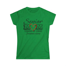 Load image into Gallery viewer, Senior Mom Class of Year and Students Name Customizable Women&#39;s Softstyle Tee
