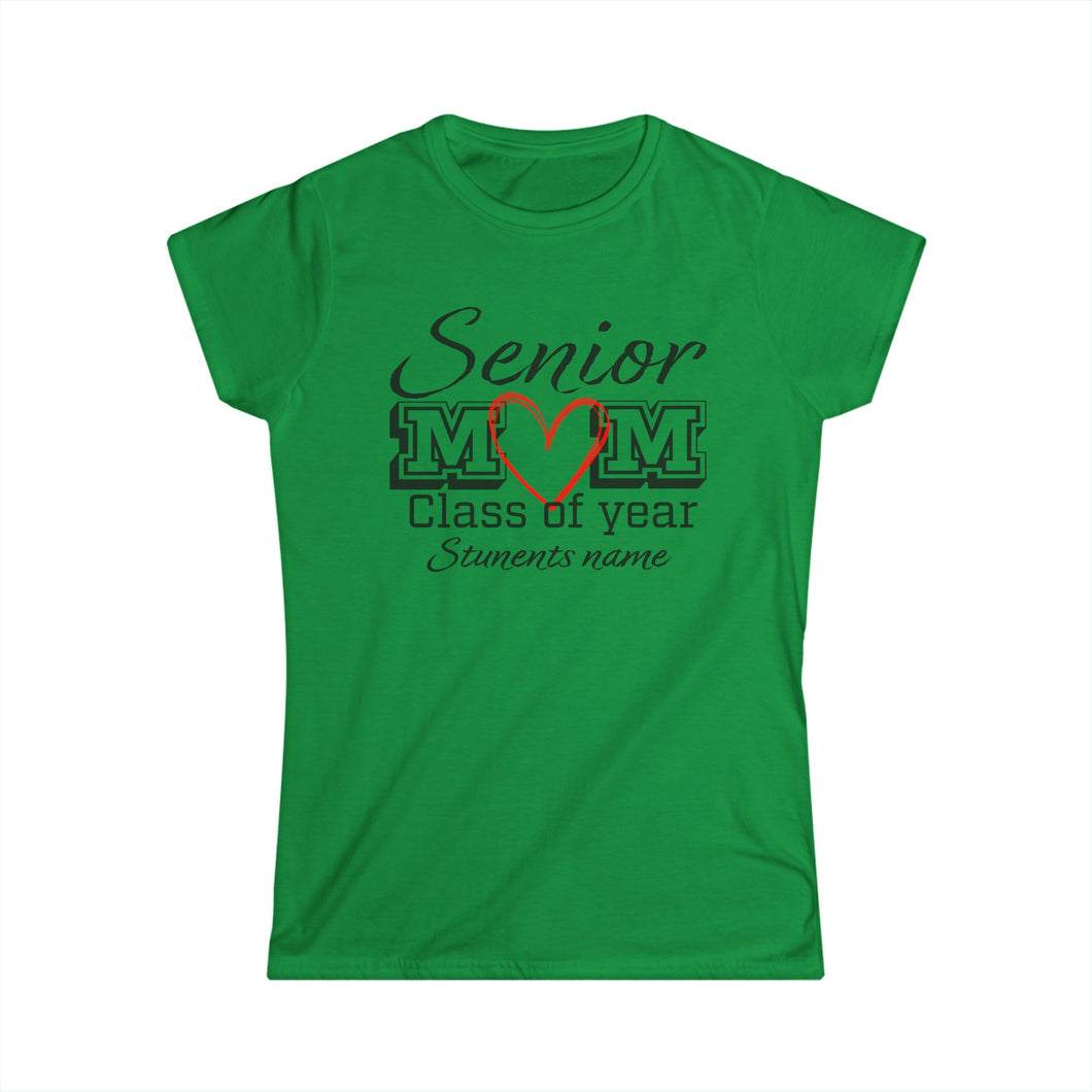 Senior Mom Class of Year and Students Name Customizable Women's Softstyle Tee