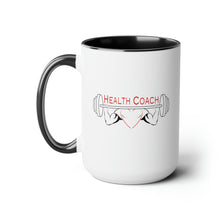 Load image into Gallery viewer, Health Coach Muscle Heart Barbell discipline equals freedom Two-Tone Coffee Mugs, 15oz
