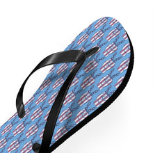 Load image into Gallery viewer, Independence Day Peace Fingers USA Flag Flip Flops
