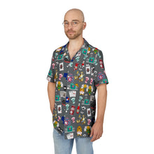 Load image into Gallery viewer, What’s Wild Grey Fun Tropical Print Unisex Hawaiian Button-Down Shirt for Summer Vibes
