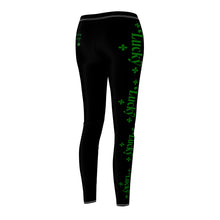 Load image into Gallery viewer, St Pattys Day Feeling Lucky Women&#39;s Cut &amp; Sew Casual Black Leggings
