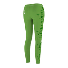 Load image into Gallery viewer, St Pattys Day Feeling Lucky Women&#39;s Cut &amp; Sew Casual Green Leggings
