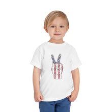 Load image into Gallery viewer, Independence Day 4th of July Peace Fingers Toddler Short Sleeve Tee
