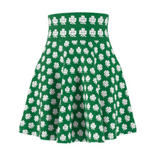 Load image into Gallery viewer, Kiss Me Im Irish St Pattys Women&#39;s Dark Green Skater Skirt (AOP)
