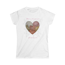 Load image into Gallery viewer, Moms are the Center of the Family Puzzle Customizable Women&#39;s Softstyle Tee
