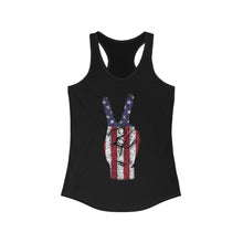 Load image into Gallery viewer, Independence Day 4th of July Peace Fingers USA Flag Women&#39;s Ideal Racerback Tank
