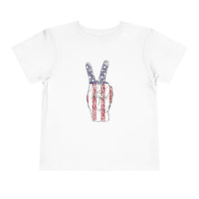 Load image into Gallery viewer, Independence Day 4th of July Peace Fingers Toddler Short Sleeve Tee
