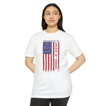 Load image into Gallery viewer, Independence Day USA Flag July 4th 2025 Unisex CVC Jersey T-shirt

