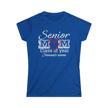 Load image into Gallery viewer, Senior Mom Class of Year and Students Name Customizable Women&#39;s Softstyle Tee
