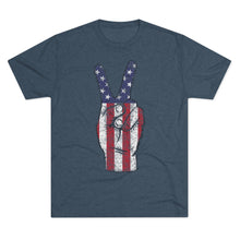 Load image into Gallery viewer, Independence Day USA Peace Fingers Unisex Tri-Blend Crew Tee
