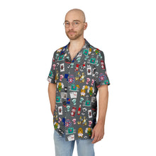 Load image into Gallery viewer, What’s Wild Grey Fun Tropical Print Unisex Hawaiian Button-Down Shirt for Summer Vibes
