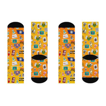 Load image into Gallery viewer, What’s Wild Fun Retro Cushioned Crew Socks - Playful Snack &amp; Drink Patterns
