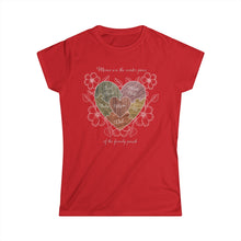 Load image into Gallery viewer, Moms are the Center of the Family Puzzle Customizable Women&#39;s Softstyle Tee
