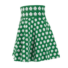 Load image into Gallery viewer, Kiss Me Im Irish St Pattys Women&#39;s Dark Green Skater Skirt (AOP)
