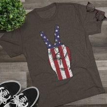 Load image into Gallery viewer, Independence Day USA Peace Fingers Unisex Tri-Blend Crew Tee
