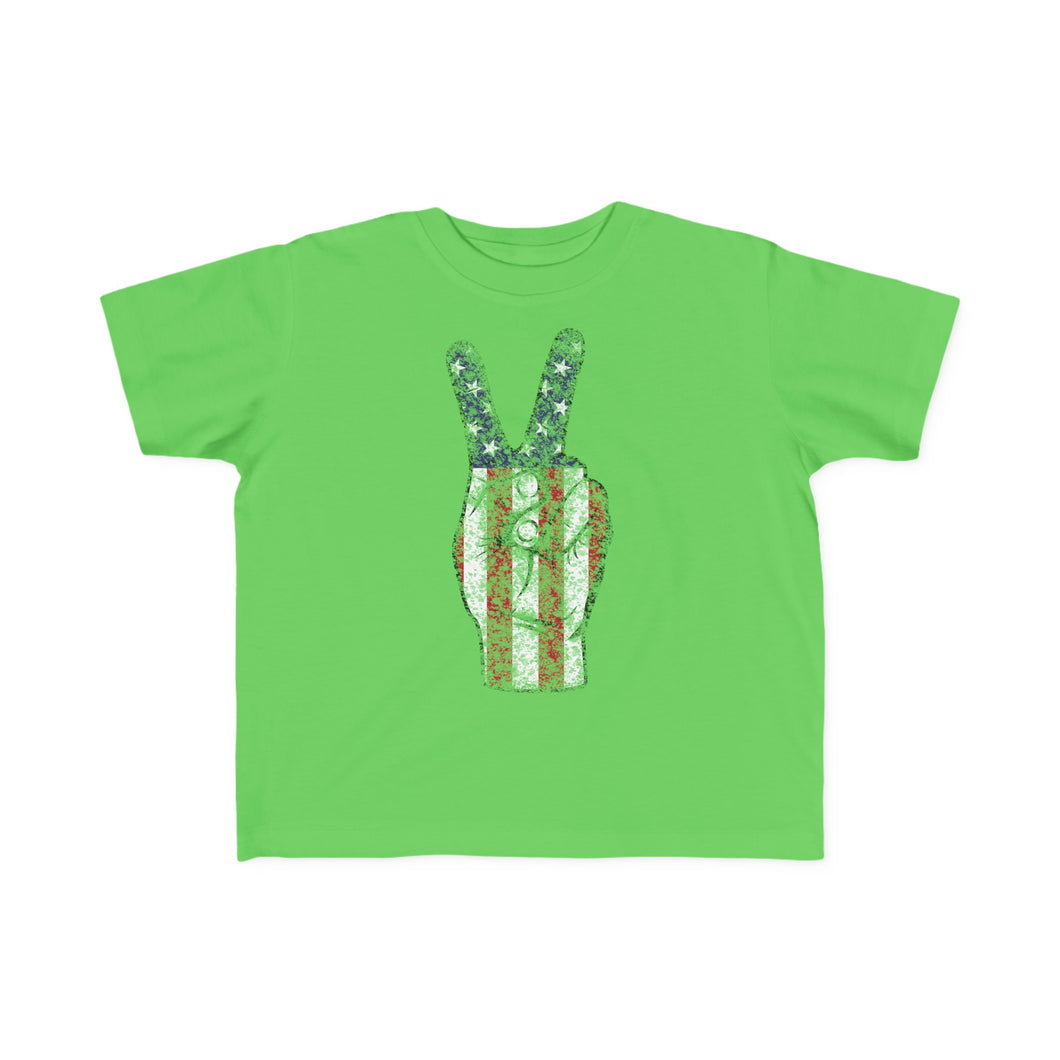 Independence Day USA Peace Fingers Toddler's Fine Jersey Tee