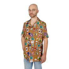 Load image into Gallery viewer, What’s Wild Brown Fun Tropical Print Unisex Hawaiian Button-Down Shirt for Summer Vibes
