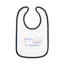 Load image into Gallery viewer, Health Coach in Training heartbeat Baby Contrast Trim Jersey Bib
