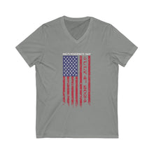 Load image into Gallery viewer, Independence Day USA Flag July 4th 2024 Unisex Jersey Short Sleeve V-Neck Tee
