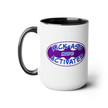 Load image into Gallery viewer, Kick Ass Mode Activated F Cancer Two-Tone Coffee Mugs, 15oz
