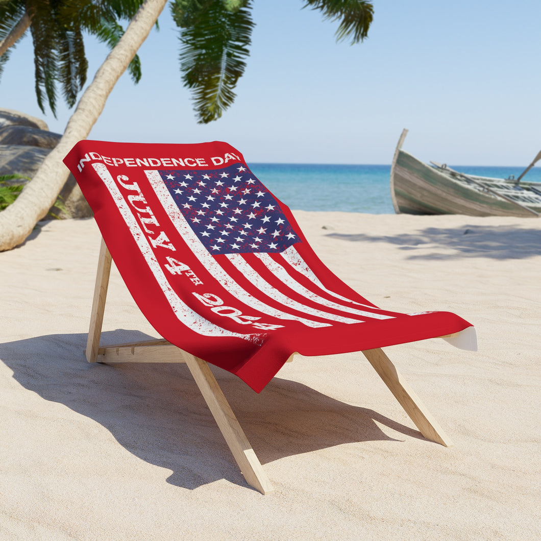 Independence Day July 4 2024 USA Flag Beach Towel