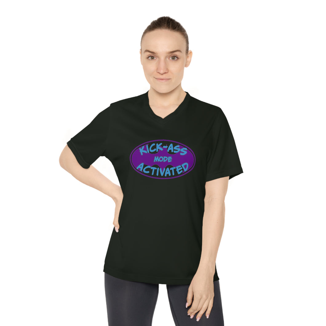 Kick Ass Mode Activated F Cancer Women's Performance V-Neck T-Shirt